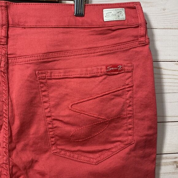 Seven 7 Women's Sunset Cuffed Bermuda Shorts Pink Berry Denim - Picture 15 of 16